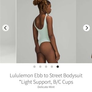 Lululemon ebb to street bodysuit size 6 delicate mint